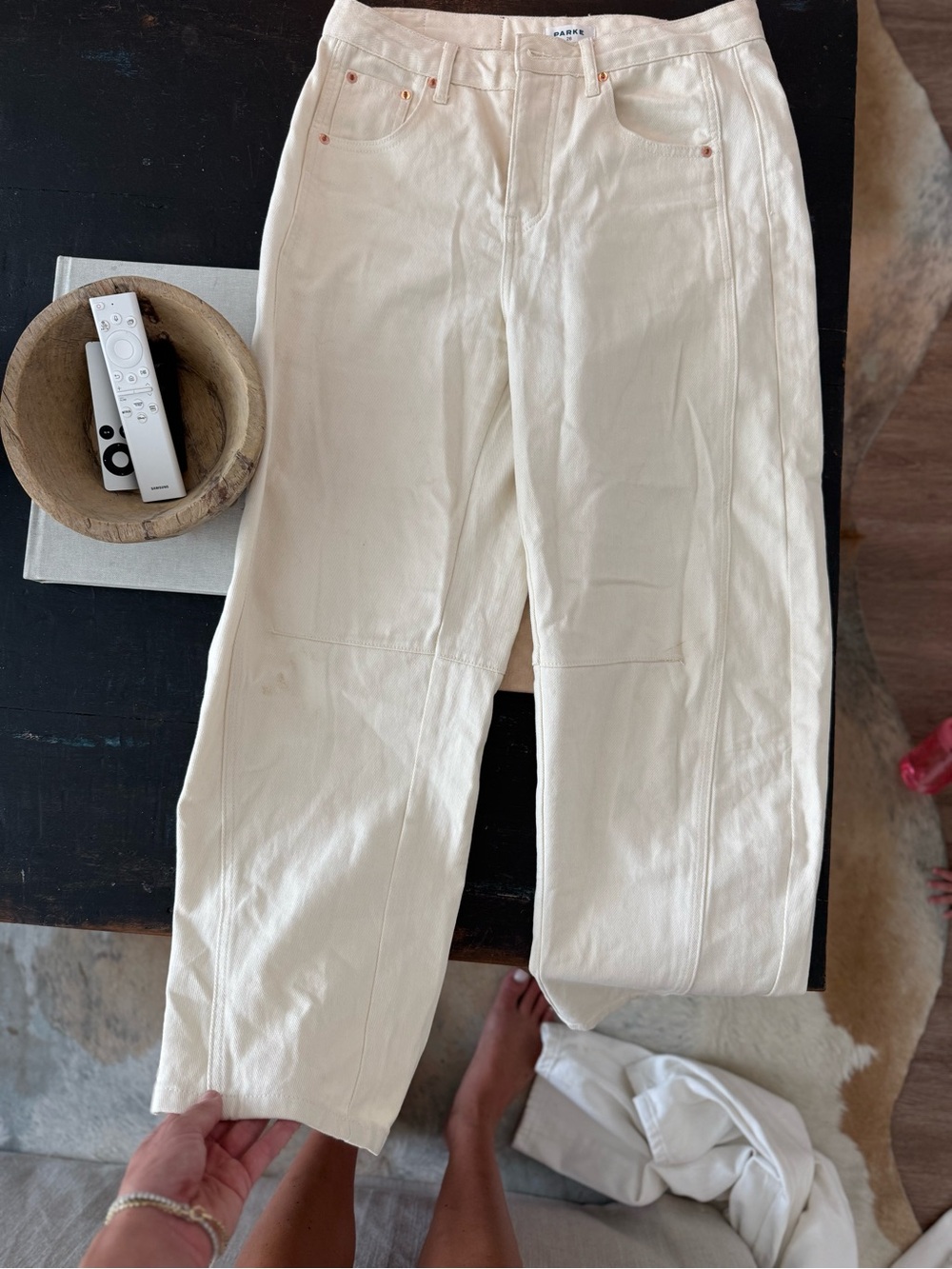 PARKE horseshoe barrel jeans in off white - Picture 4 of 5